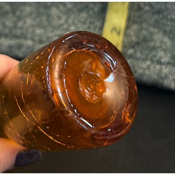 UV Reactive 1950s Small Vase Art Glass Amber Orange MCM Hand Blown - Picture 8 of 8